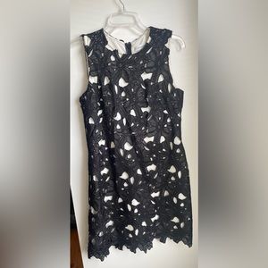 Calvin Klein Womens Sleeveless Crew Neck Floral Mini Dress Black Size 6